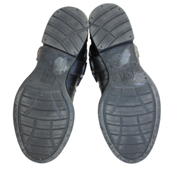 Liberto Black Vintage Style Leather Harness Mid-Calf Moto Boot, Size 37 … - Picture 9 of 10